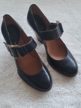 Frye Andrea Mary Jane Heel In Black Sz 7